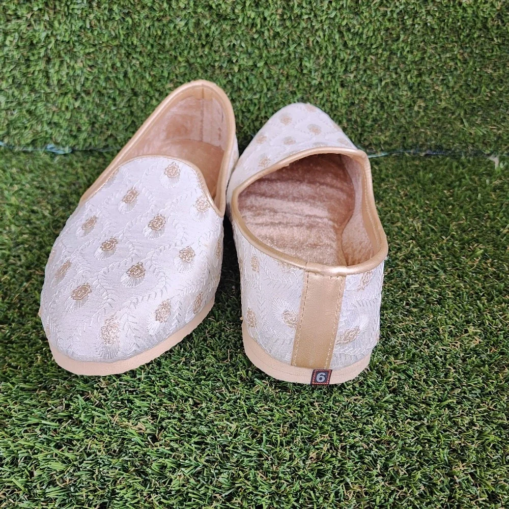 Indian Wedding Shoes for Men Sherwani Loafers Mojari Slip On Size 6